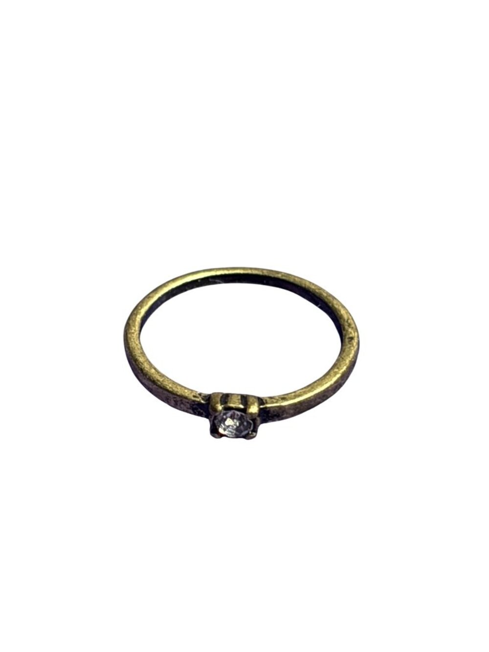 Goldtone Clear Rhinestone Ring Size 7.25 Minimalist